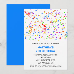 Invitation Cartons d'invitation pour les 7 ans Confetti Arc-e