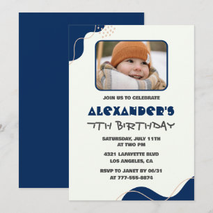 Invitation Cartons d'invitation pour les 7 ans garçon Navy Si