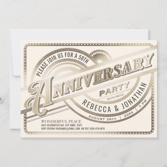 Invitation Cartons d'invitation pour noces d'or - 50 ans de m (Devant)