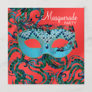 Invitation Cartons d'invitation pour soirée masquée bleu sarc