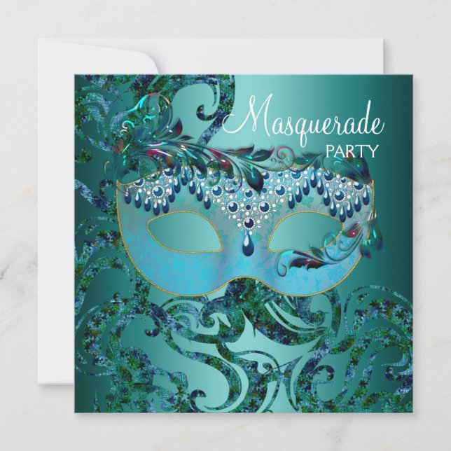 Invitation Cartons d'invitation pour soirée masquée bleu sarc (Devant)