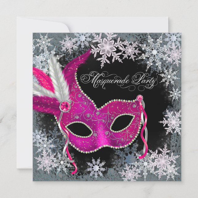 Invitation Cartons d'invitation pour soirée masquée flocon de (Devant)