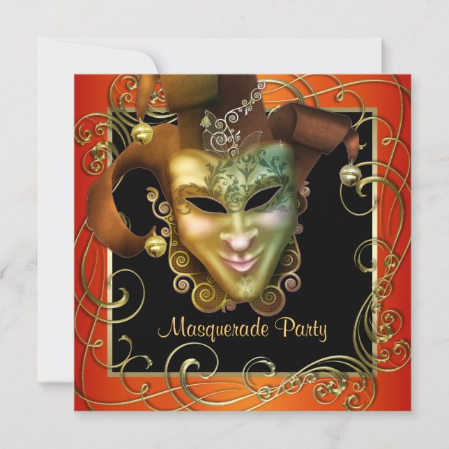 Invitation Cartons d'invitation pour soirée masquée Orange No (Devant)
