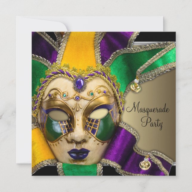 Invitation Cartons d'invitation pour soirée masquée verte, vi (Devant)
