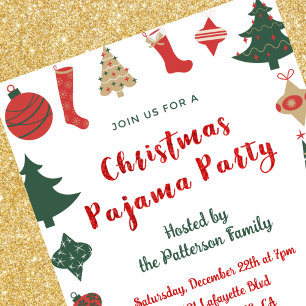 Invitation Cartons d'invitation pour soirée pyjama adulte rou