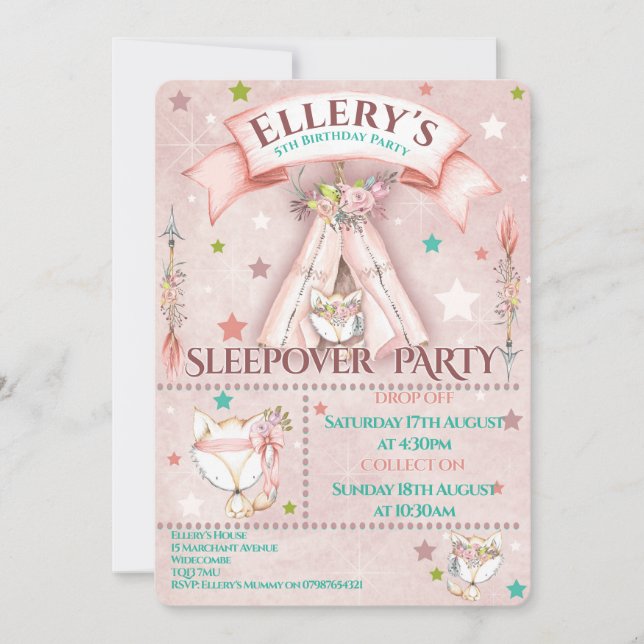 Invitation Cartons d'invitation pour soirée pyjama | Fête d'a (Devant)