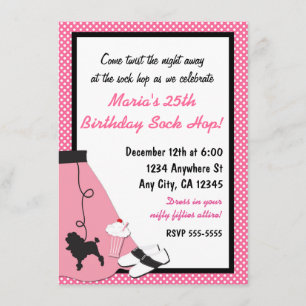 Invitation Cartons d'invitation pour soirée Sock Hop et jupe
