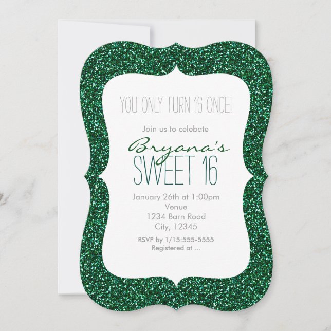 Invitation Cartons d'invitation pour Sweet 16 avec paillettes (Devant)
