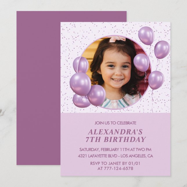 Invitation Cartons d'invitation pour un 7ème anniversaire Bal (Devant / Derrière)