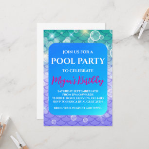 Invitation cartons d'invitation pour une fête à la piscine de