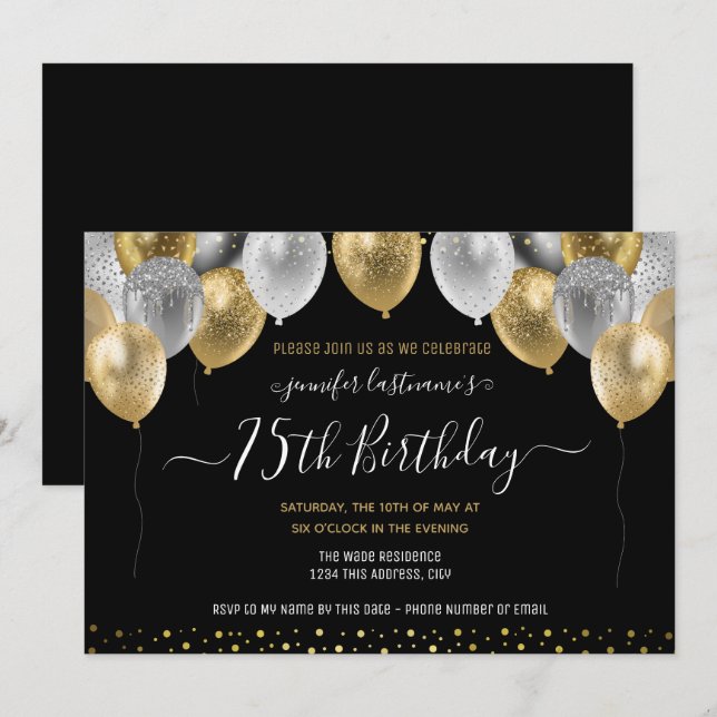 Invitation Cartons d'invitation pour une fête d'anniversaire  (Devant / Derrière)