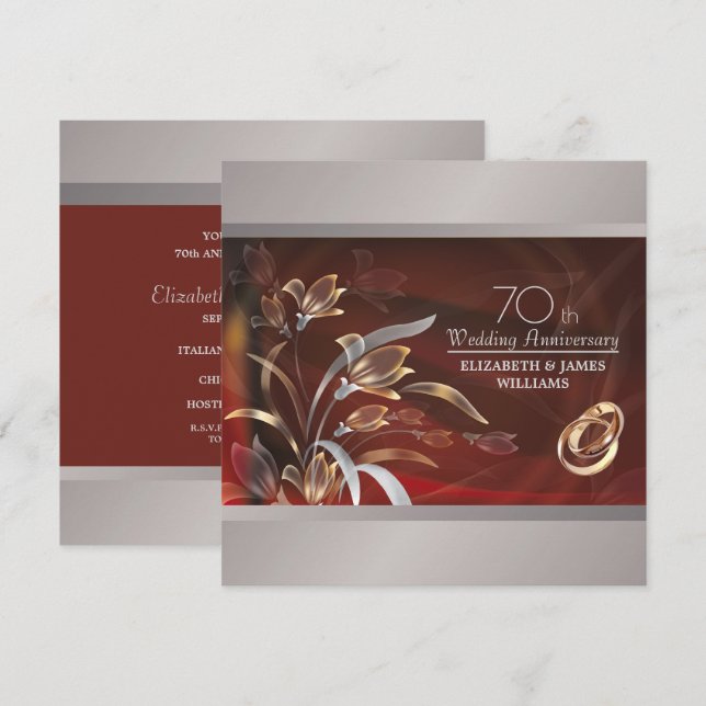 Invitation Cartons d'invitation pour une fête de 70 ans de ma (Devant / Derrière)