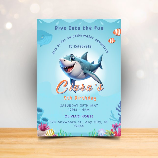 Invitation Cartons d'invitation pour une fête de requins pour (Créateur téléchargé)