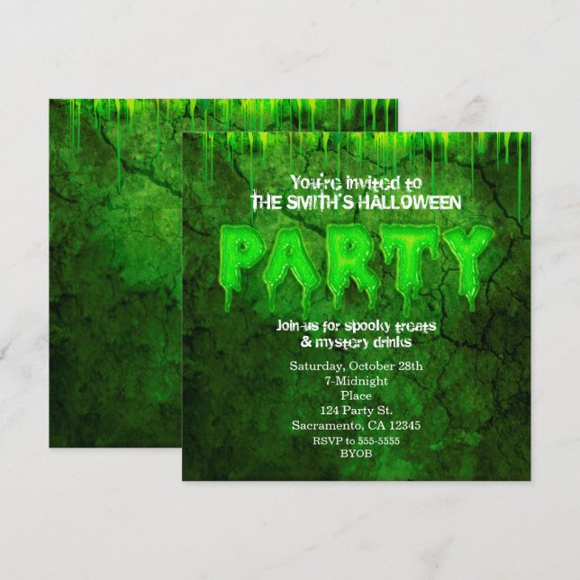 Invitation Cartons d'invitation pour une fête d'Halloween amu (Devant / Derrière)