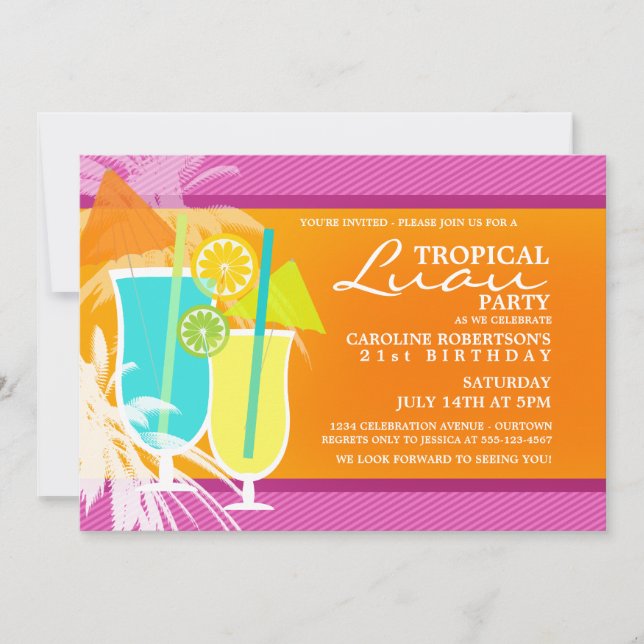Invitation Cartons d'invitation pour une fête tropicale à Haw (Devant)