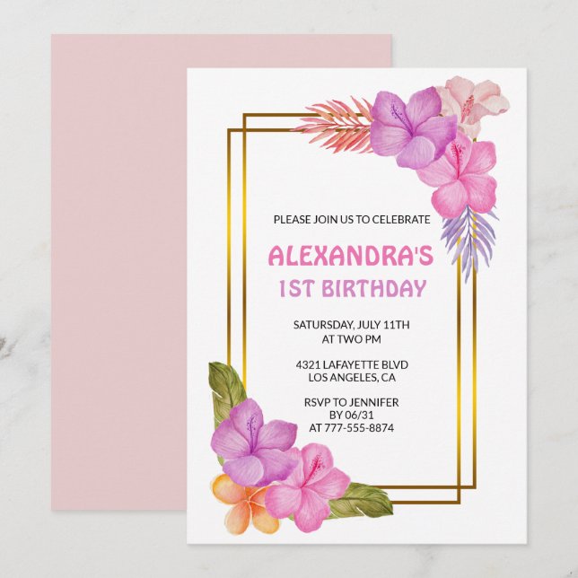 Invitation Cartons d'invitation pour une fête tropicale pour  (Devant / Derrière)