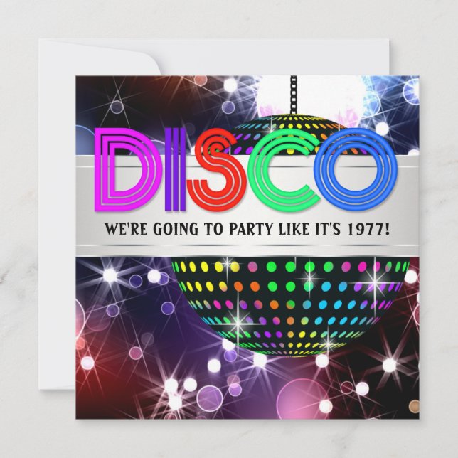 Invitation Cartons d'invitation pour une soirée disco amusant (Devant)