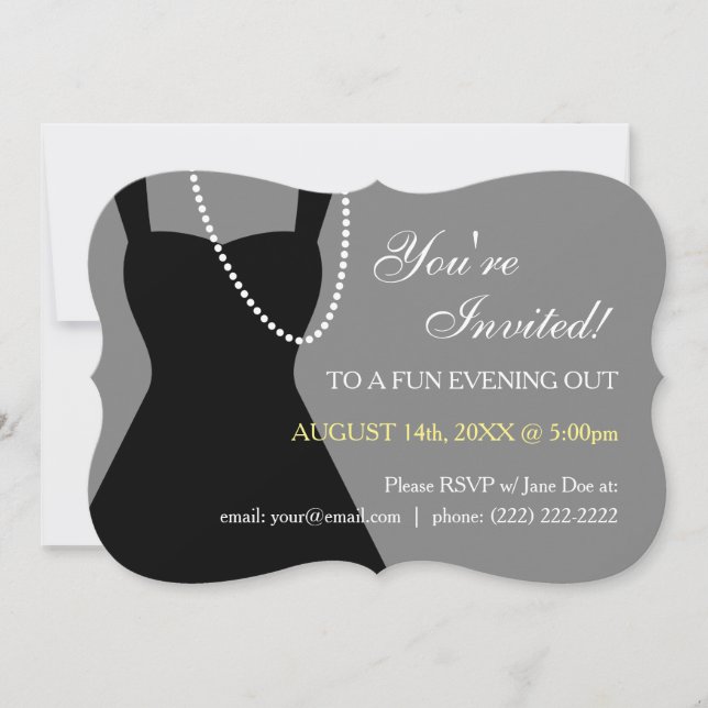 Invitation Cartons d'invitation pour une soirée en petite rob (Devant)