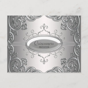 Invitation Cartons d'invitation Quinceanera Argent Noir