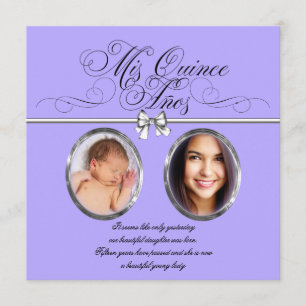 Invitation Cartons d'invitation Quinceanera photo lavande vio