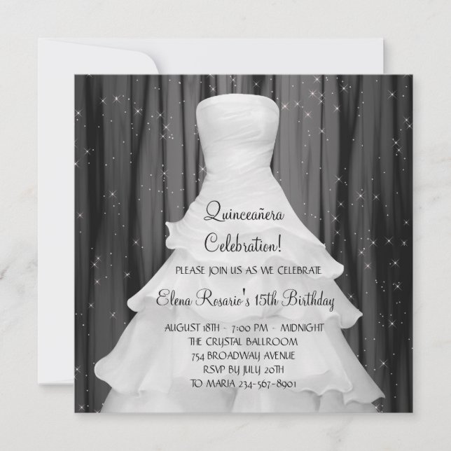 Invitation Cartons d'invitation Quinceanera robe de soirée no (Devant)