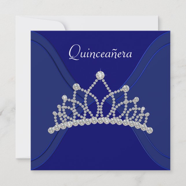 Invitation Cartons d'invitation Quinceanera Royale Bleu Diama (Devant)