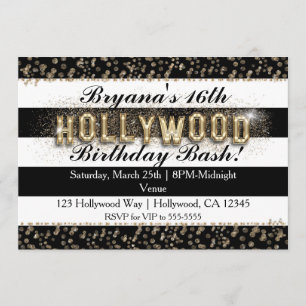 Invitation Cartons d'invitation rayés noir et blanc de Hollyw