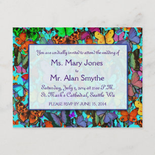 Invitation Cartons d'invitation rectangulaires Papillons mult
