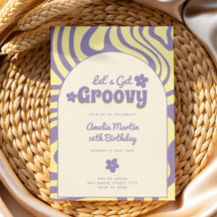 Invitation Cartons d'invitation rétro jaunes pour anniversair