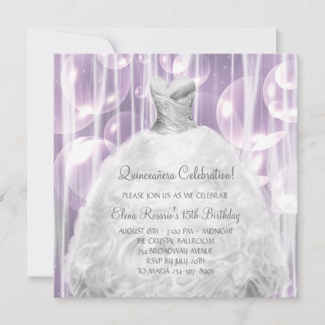 Invitation Cartons d'invitation Robe de Fête Bulles Blanche Q (Devant)
