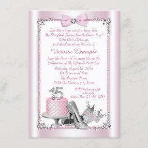 Invitation Cartons d'invitation Rose Argent pour Quinceanera