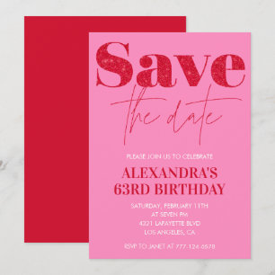 Invitation Cartons d'invitation rose chic pour 63ème annivers