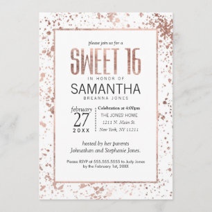 Invitation Cartons d'invitation Rose Gold Paint Splatters pou