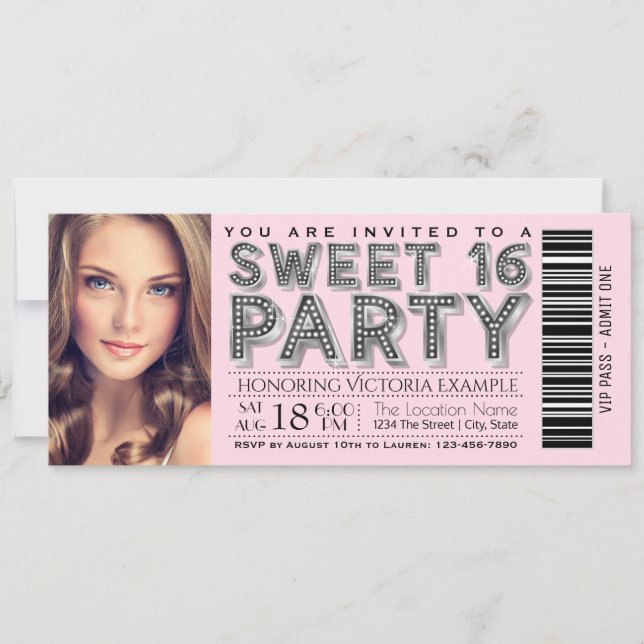 Invitation Cartons d'invitation rose noir pour un anniversair (Devant)