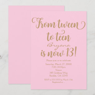 Invitation Cartons d'invitation Rose & Or pour l'anniversaire