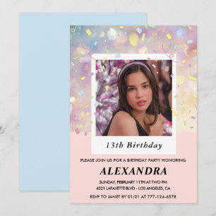 Invitation Cartons d'invitation rose pour 13ème anniversaire 