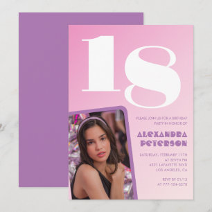 Invitation Cartons d'invitation rose pour 18 ans avec photo r
