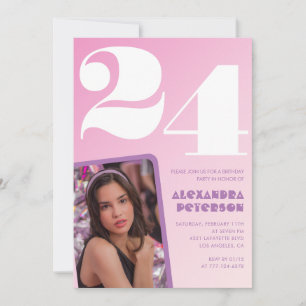 Invitation Cartons d'invitation rose pour 24e anniversaire Ph