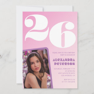 Invitation Cartons d'invitation rose pour 26ème anniversaire