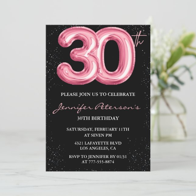Invitation Cartons d'invitation rose pour 30 ans anniversaire (Debout devant)