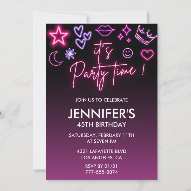 Invitation Cartons d'invitation rose pour 45 ans Modernes Lum (Devant)