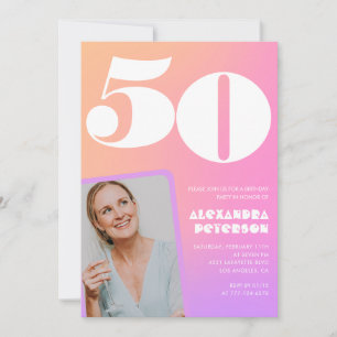 Invitation Cartons d'invitation rose pour 50 ans avec photo r