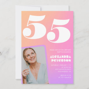 Invitation Cartons d'invitation rose pour 55e anniversaire Ph