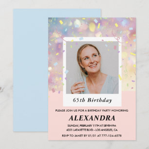 Invitation Cartons d'invitation rose pour 65ème anniversaire