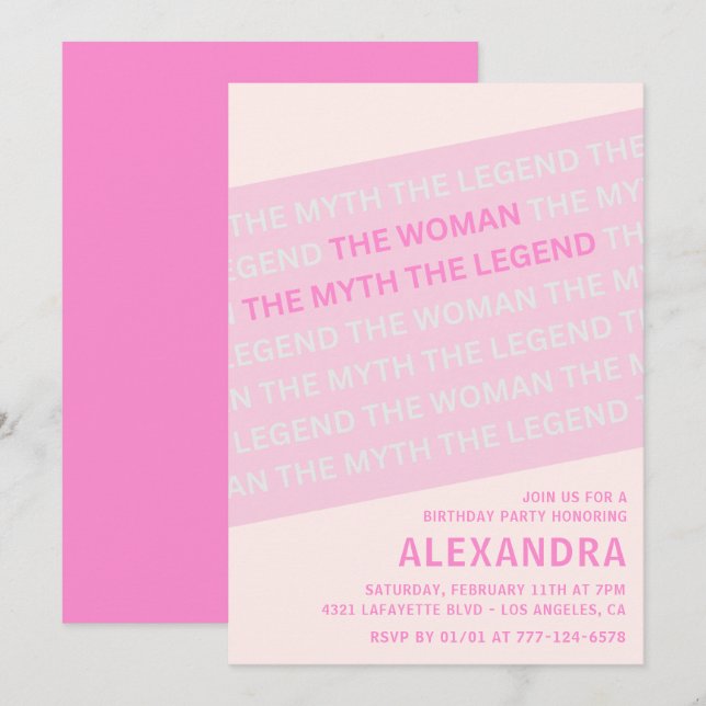 Invitation Cartons d'invitation rose pour 72e anniversaire Hu (Devant / Derrière)