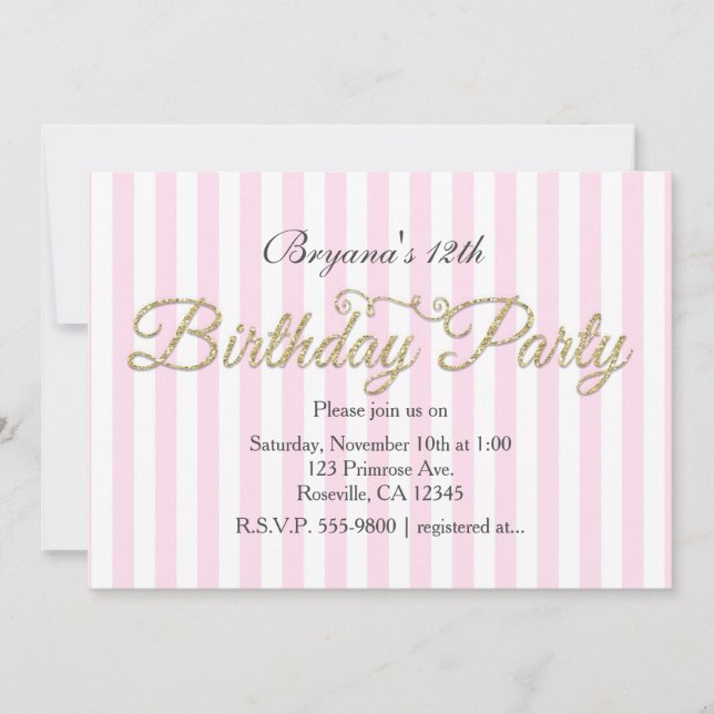 Invitation Cartons d'invitation rose pour FÊTE D'ANNIVERSAIRE (Devant)
