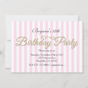 Invitation Cartons d'invitation rose pour FÊTE D'ANNIVERSAIRE