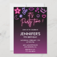 Cartons d'invitation rose pour les 9 ans de sa fil