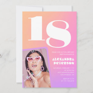Invitation Cartons d'invitation rose pour ses 18 ans avec pho