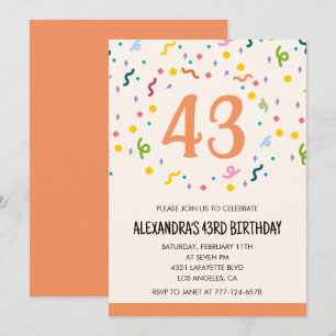 Invitation Cartons d'invitation simples pour un 43ème anniver